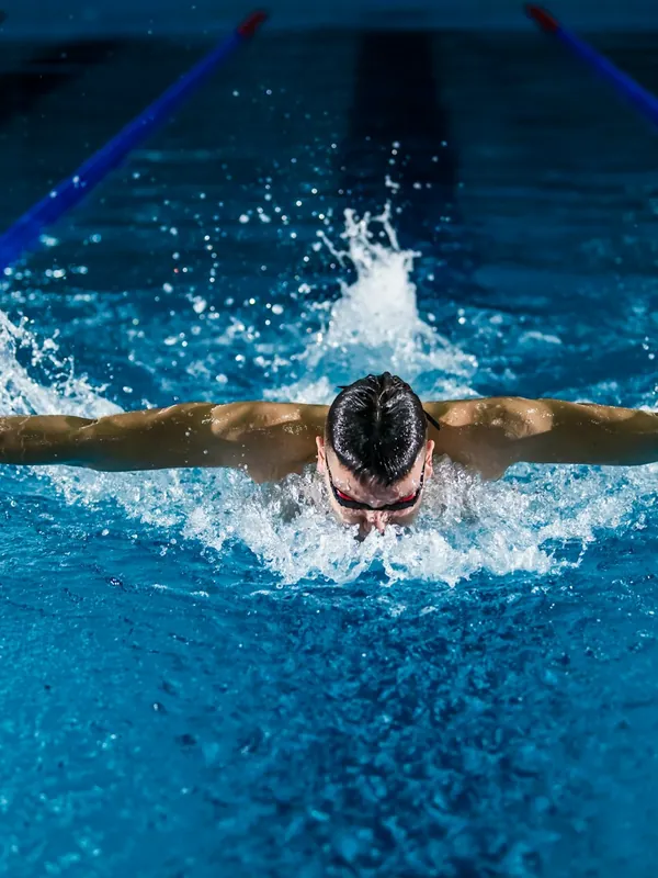 A swimmer mid-stroke